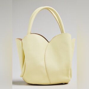 Anthropologie Melie Bianco Tulip Top-Handle Crossbody Tote w/ Pouch Light Yellow